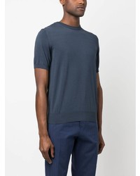 T-shirt à col rond bleu marine Canali