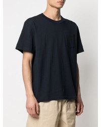 T-shirt à col rond bleu marine Sacai