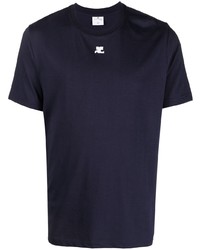 T-shirt à col rond bleu marine Courrèges