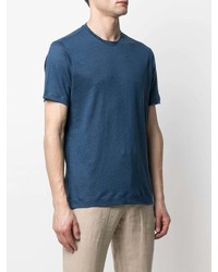 T-shirt à col rond bleu marine Z Zegna