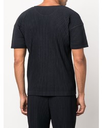 T-shirt à col rond bleu marine Homme Plissé Issey Miyake