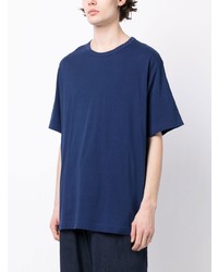 T-shirt à col rond bleu marine Yohji Yamamoto