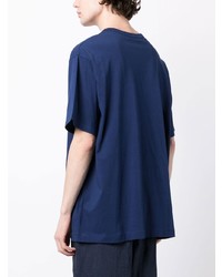 T-shirt à col rond bleu marine Yohji Yamamoto