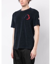 T-shirt à col rond bleu marine Moncler