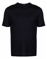 T-shirt à col rond bleu marine Dell'oglio