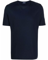 T-shirt à col rond bleu marine Drumohr