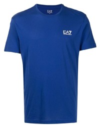T-shirt à col rond bleu marine Ea7 Emporio Armani