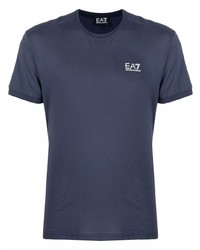 T-shirt à col rond bleu marine Ea7 Emporio Armani