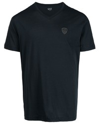 T-shirt à col rond bleu marine Ea7 Emporio Armani