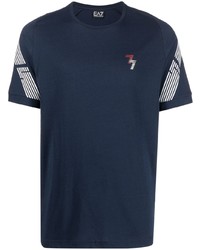 T-shirt à col rond bleu marine Ea7 Emporio Armani