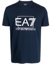 T-shirt à col rond bleu marine Ea7 Emporio Armani