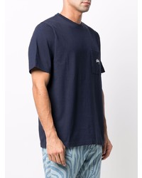 T-shirt à col rond bleu marine Stussy