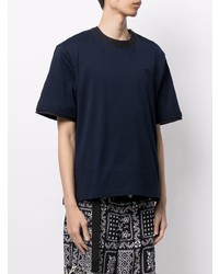 T-shirt à col rond bleu marine Sacai