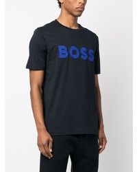 T-shirt à col rond bleu marine BOSS