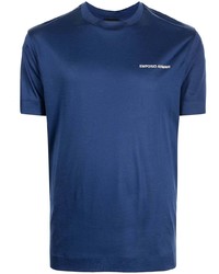 T-shirt à col rond bleu marine Emporio Armani