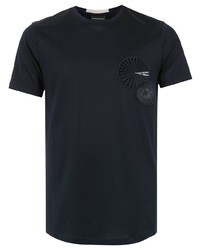 T-shirt à col rond bleu marine Emporio Armani