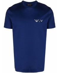 T-shirt à col rond bleu marine Emporio Armani