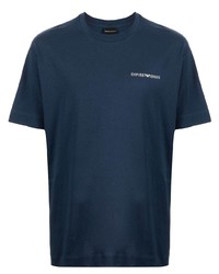 T-shirt à col rond bleu marine Emporio Armani