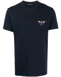 T-shirt à col rond bleu marine Emporio Armani