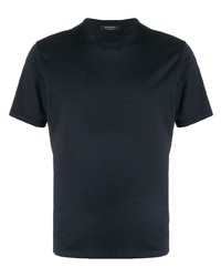 T-shirt à col rond bleu marine Ermenegildo Zegna