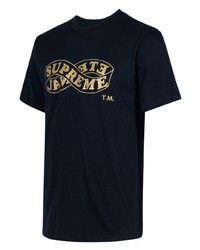 T-shirt à col rond bleu marine Supreme