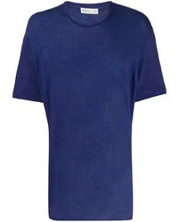 T-shirt à col rond bleu marine Etro