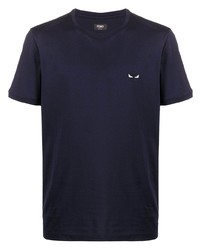 T-shirt à col rond bleu marine Fendi