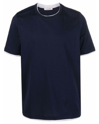 T-shirt à col rond bleu marine Fileria