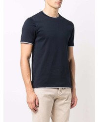 T-shirt à col rond bleu marine Brunello Cucinelli