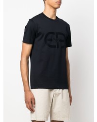 T-shirt à col rond bleu marine Emporio Armani