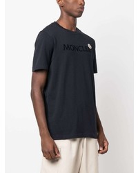 T-shirt à col rond bleu marine Moncler