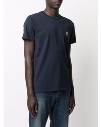 T-shirt à col rond bleu marine MAISON KITSUNÉ