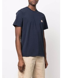 T-shirt à col rond bleu marine MAISON KITSUNÉ