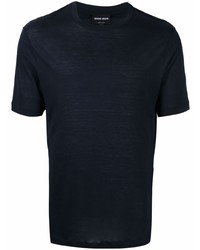 T-shirt à col rond bleu marine Giorgio Armani