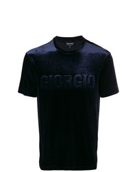 T-shirt à col rond bleu marine Giorgio Armani