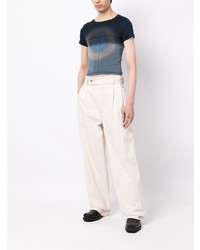 T-shirt à col rond bleu marine Eckhaus Latta