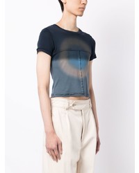 T-shirt à col rond bleu marine Eckhaus Latta