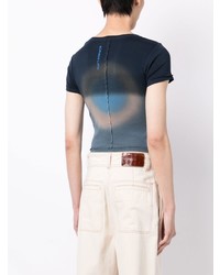 T-shirt à col rond bleu marine Eckhaus Latta