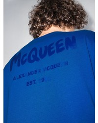 T-shirt à col rond bleu marine Alexander McQueen