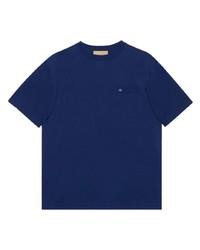 T-shirt à col rond bleu marine Gucci