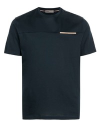 T-shirt à col rond bleu marine Herno