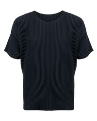 T-shirt à col rond bleu marine Homme Plissé Issey Miyake