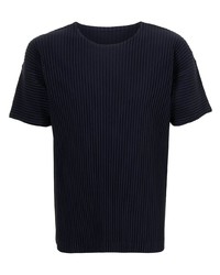 T-shirt à col rond bleu marine Homme Plissé Issey Miyake