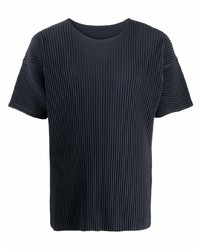 T-shirt à col rond bleu marine Homme Plissé Issey Miyake