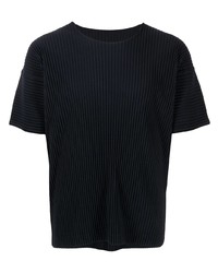 T-shirt à col rond bleu marine Homme Plissé Issey Miyake