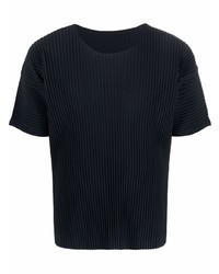 T-shirt à col rond bleu marine Homme Plissé Issey Miyake