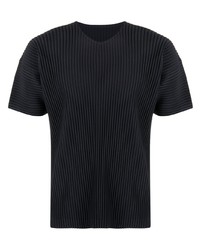 T-shirt à col rond bleu marine Homme Plissé Issey Miyake