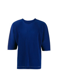 T-shirt à col rond bleu marine Homme Plissé Issey Miyake