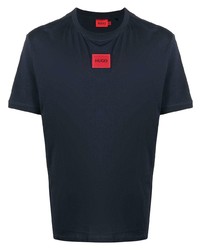 T-shirt à col rond bleu marine Hugo