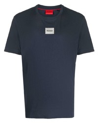 T-shirt à col rond bleu marine Hugo